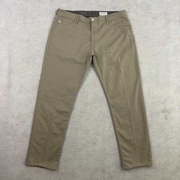 AG Adriano Goldschmied Tellis Mens Size 38x34 Khaki Tan Straight Leg Stretch - Picture 1 of 16